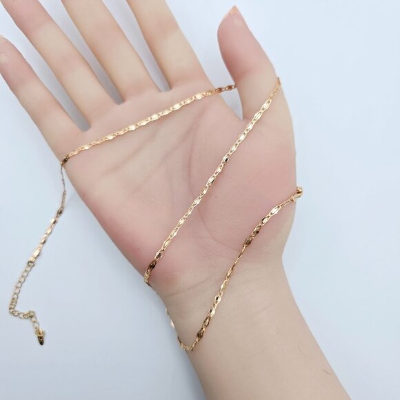 "Textured Link Rose Gold Chain Necklace, 18+2 Inch, Gold Plated Brass, XPNL0110 - Picture 11 of 12